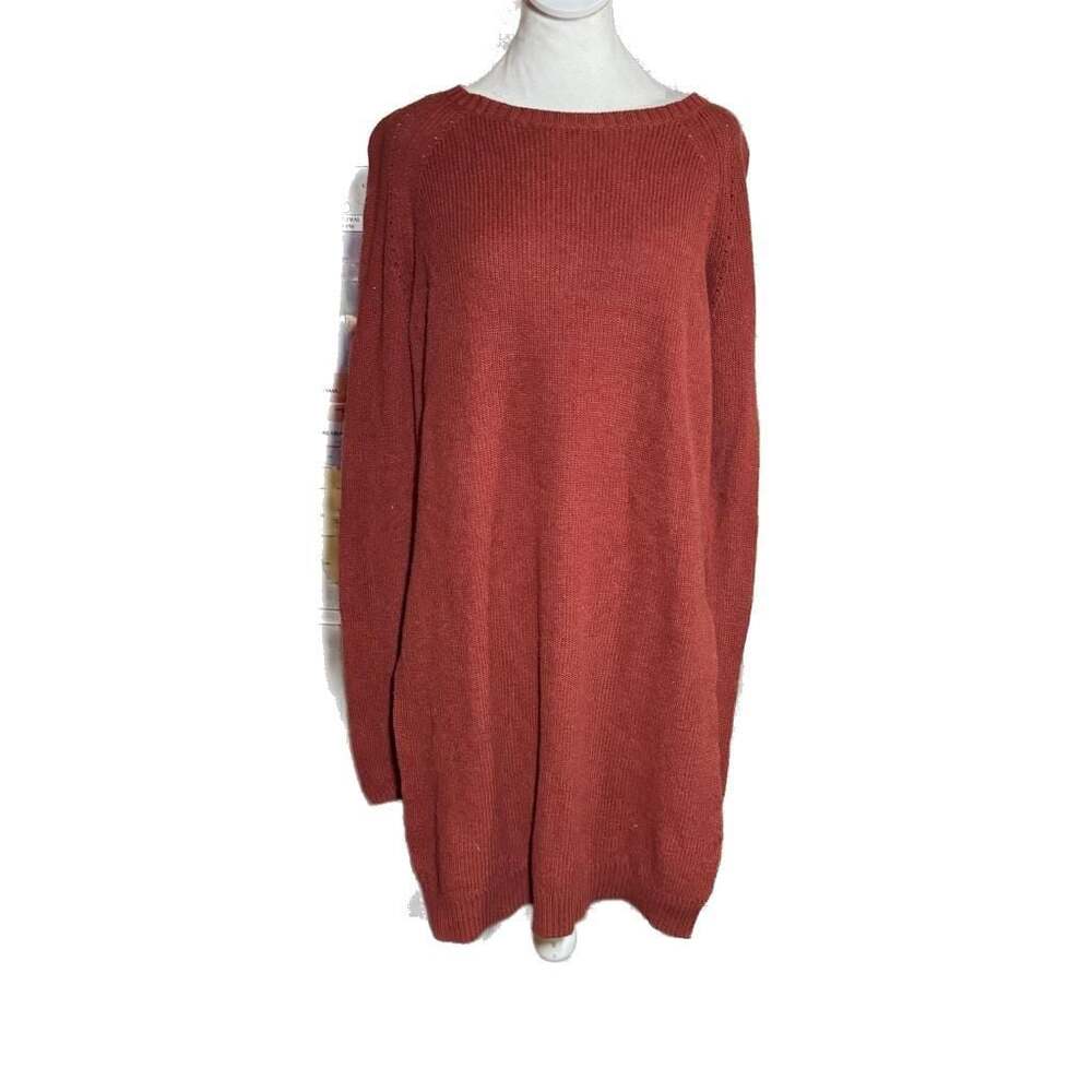 Anthropologie Moth Knit Split Tunic Sweater Dress Orange